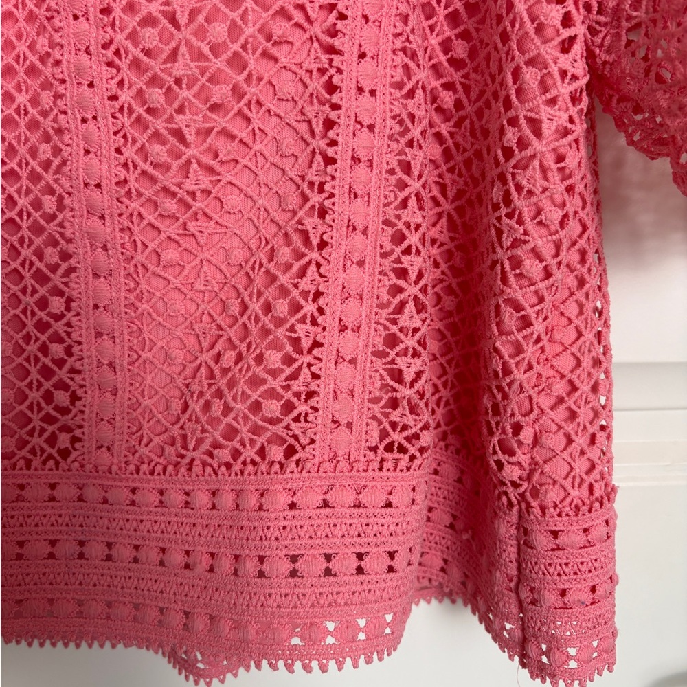 Romantic Pink Lace Blouse | Ruffle Detail | Feminine Spring Top - Picture 4 of 7